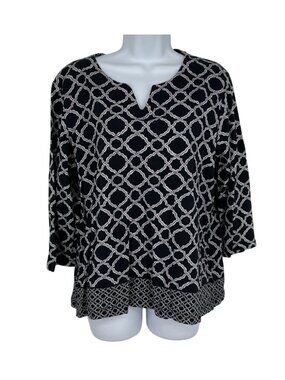 Chico's Women's Black & White Geometric Print Tunic Top Size 3 US XL